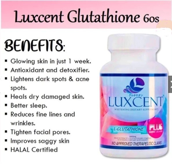 NEW AUTHENTIC LUXCENT LUMINOUS CAPS L-GLUTATHIONE 60 CAPSULES 1800 MG