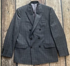 LRL LAUREN RALPH LAUREN WOOL BLEND SPORT COAT BLAZER GRAY PLAID MENS 40R EUC