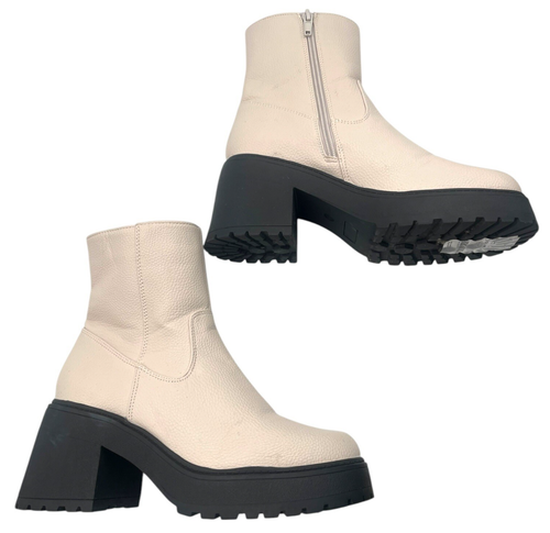 New Look Chelsea Boots Women’s UK Size 4 Beige Zip Fastening Chunky Faux Leather - Picture 3 of 7