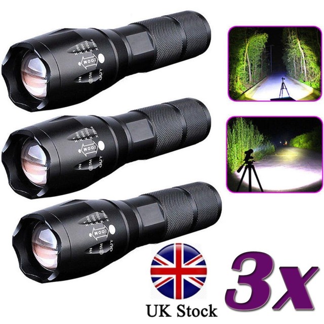100000Lumens Tactical T6 LED Bright Police Rechargeable Flashlight Torch Lamp#