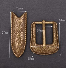 Vintage Copper Western Flower Engraved Cowboy Belt Pin buckle For 1" Belt Strap