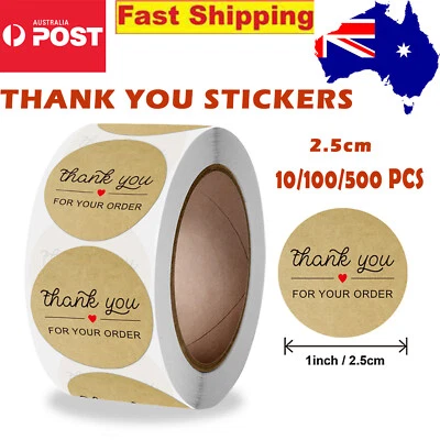 Thank You Stickers Thank you for your order Business Labels 10/100/500pcs AU - image 1 of 4