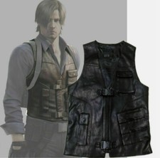 Resident Evil Leon Scott Kennedy Leather slim vest Cosplay costume