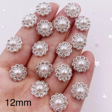 rhinestone and pearl cabochons, 12mm flat back acrylic embellishments, set of 20