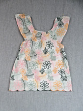 Rare Edition Girls 5 Party Dress White with Floral Embroidery Cap Sleeve Lined