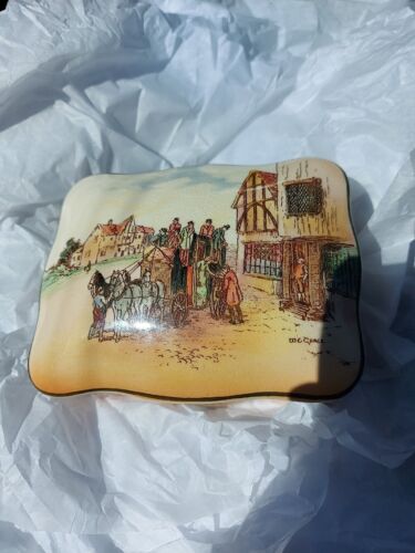 Royal Doulton Rare Old English Coaching Scene W.E Grace. Trinket Box 1920s - Picture 4 of 12