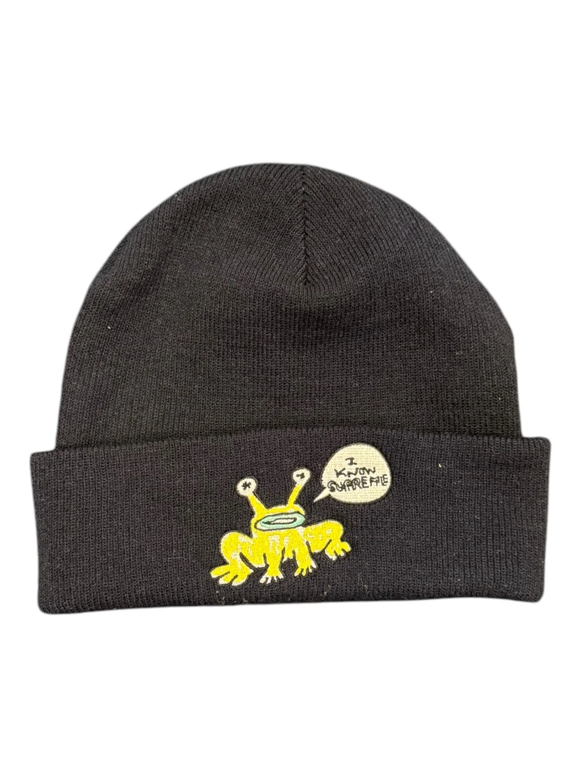 Casquette chapeau hiver noir Supreme New York x Gonz I Know Supreme Beanie ! SS20