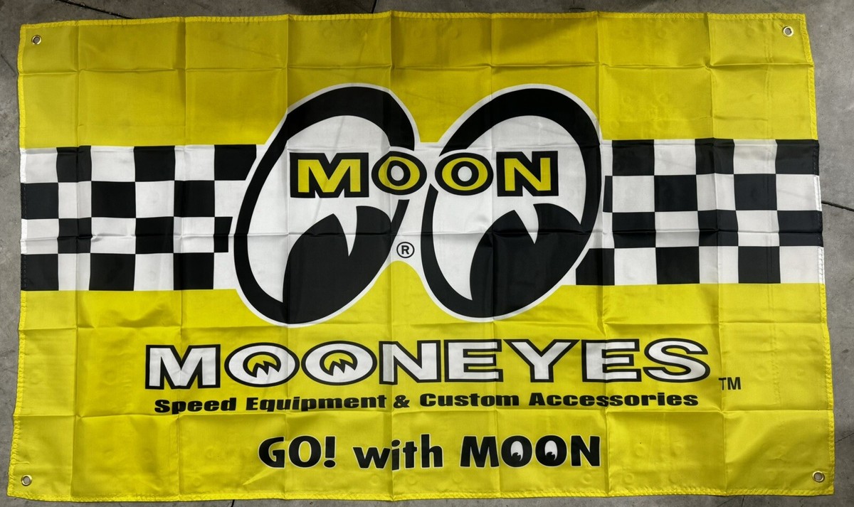 MOON eyesムーンアイズフラッグ 90x150cm Moon Eyes Hot Rods Flag 