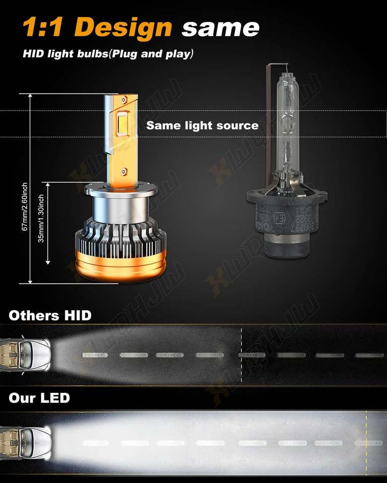 2X Bombilla Faro LED D2S D2R Reemplazar Xenón HID Súper Blanco 6000K Conversión Foto 4 de 4