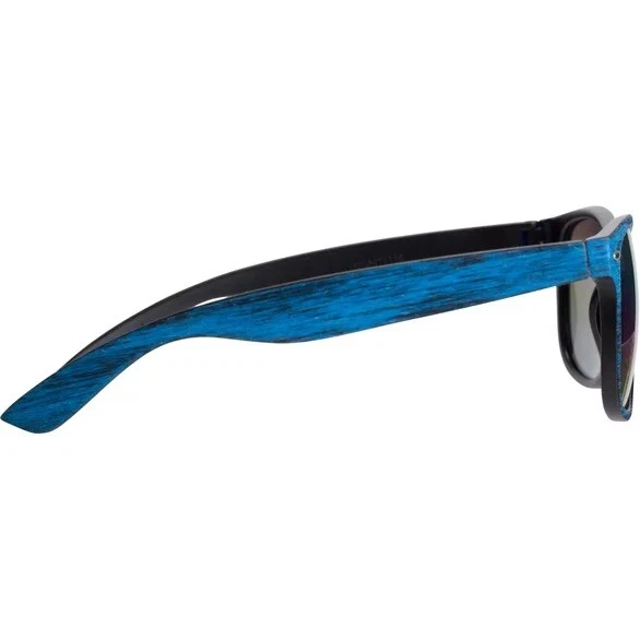 Textured Woodtone Mirrored Malibu Sunglasses - Blue — 第 2/3 张图片