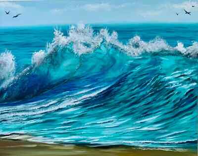 Ocean Wave, Turbulent Sea, Seascape, Oil Painting, 24 x30 , Gallery wrapped