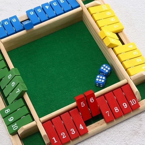 4-Spieler Shut The Box Würfelspiel Klappenspiel Brettspiel für Kinder Erwachsene - Bild 9 von 11