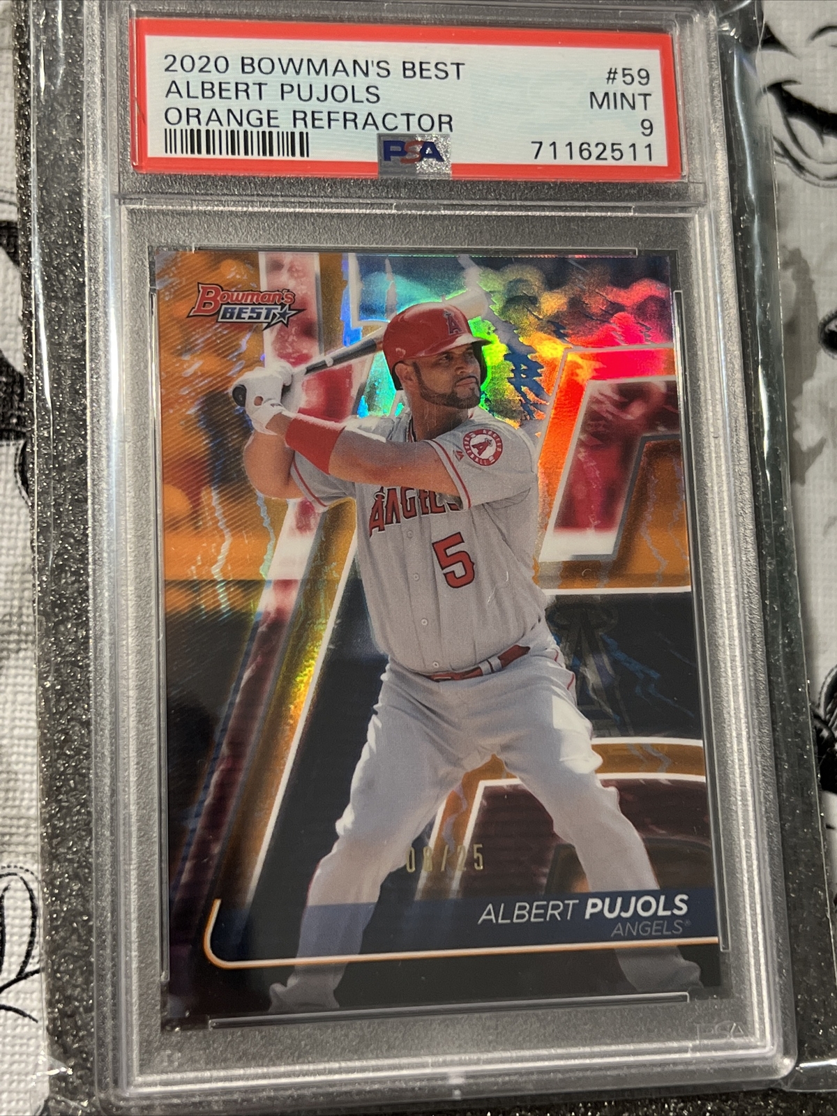 2020 Bowman’s Best Albert Pujols Orange Refractor #8/25 PSA 9! MINT! POP 2! RARE view 1