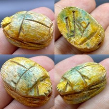 Ancient Egyptian faience scarab scaraboid seal with heiroglyphics rare