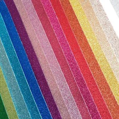LINCOLN CRAFTS Mixed Off Cuts Of Glitter Fabric, Vinyl Or Leatherette A5 to A6 - 15 Sheets