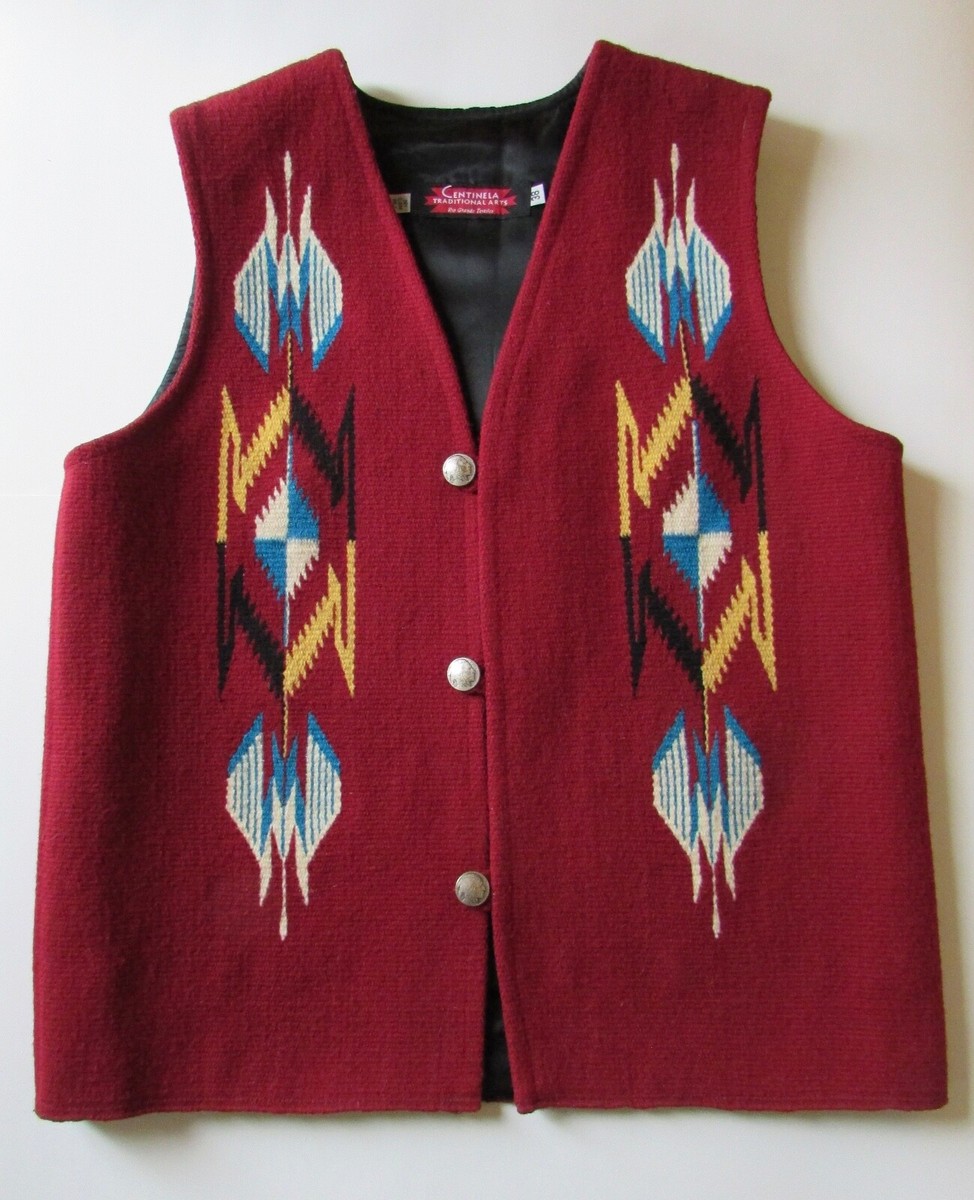 VTG Centinela Chimayo New Mexico Hand Woven Wool Burgundy VTG Centinela Chimayo New Mexico Hand Woven Wool Burgundy