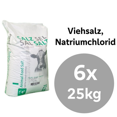 Viehsalz, Natriumchlorid, gesackt, 6 x 25kg, Einzelfuttermittel