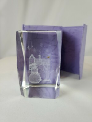 Winter Scene 3D Lazer Etched Crystal Paperweight/Tabletop/Shelf Decor Free Ship 