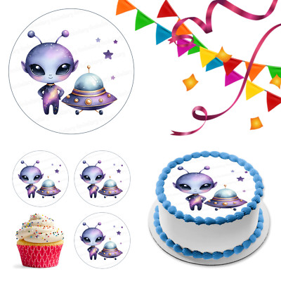 Alien Space Tortenaufleger Party Deko essbar Geburtstag Feier Cupcake