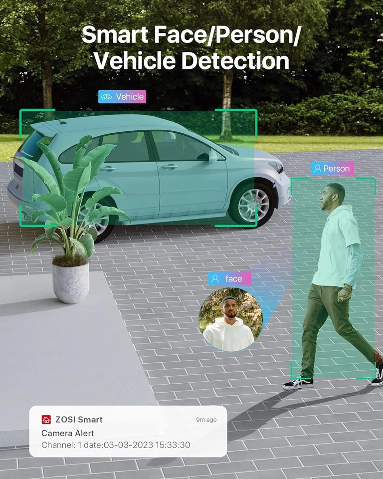 Sistema de cámara de seguridad ZOSI 4K 8CH NVR PoE color visión nocturna audio bidireccional 2 TB Foto 4 de 4