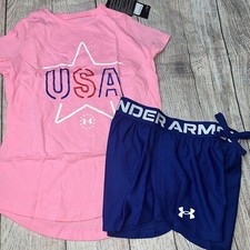 Under Armour Youth Small 8 USA Patriotic Outfit Set NEW