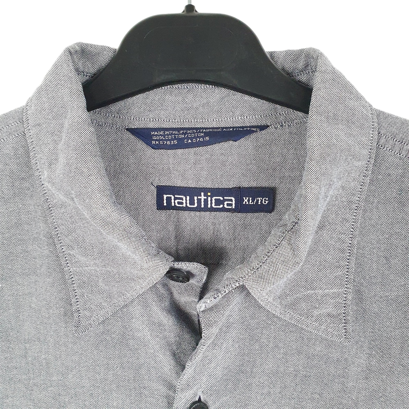 NAUTICA Grey Shirt Pop Over Half Button Smock Long Sleeve Casual Cotton Mens XXL image 2