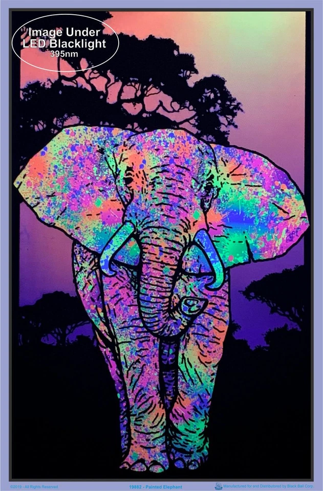 Painted Elephant Blacklight Poster 23 x 35 - Image 2 of 2