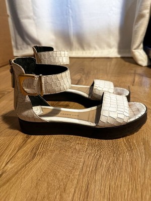 10 Crosby Derek Lam white leather gold buckle Platform Sandals size 6
