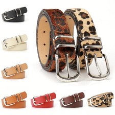 Alloy buckle leopard print PU women's belt. Versatile jeans/coat decoration belt