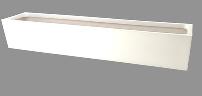 Extra Long 39 in. White Fiberstone  Rectangle Planter
