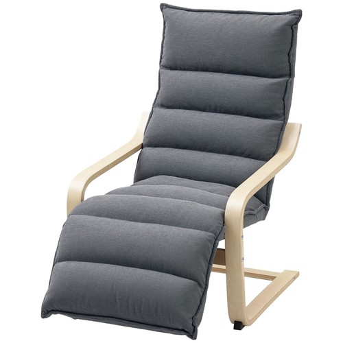 HOMCOM Birch Wood Lounge Chair for Living Room, Bedroom, Drak Grey - Picture 11 of 11