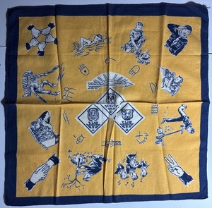Vintage BSA 1960’s Cub Scout Neckerchief Bandana Scarf 16" Square