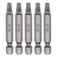 "5Pcs SQ3 Square Screwdriver Bit 1/4\" Hex Shank 50Mm/2\" S2 Magnetic 4 Point"