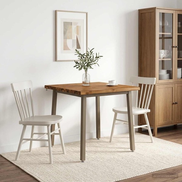 60 X 55 X 75 Cm Massivholz Akazie Natur Und Kaffee Rechtwinklig-image