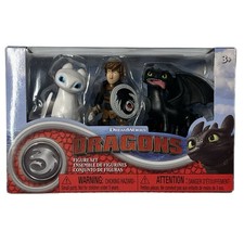 DreamWorks Dragons Hiccup Toothless Light Fury 3pc Mini Figure Set 2” Toy