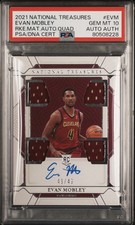 2021 National Treasures Evan Mobley Rookie Mat Auto Quad /49 PSA 10