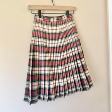 1950s Pendleton Reversible Turnabout Skirt Plaid red white navy blue XXS wool