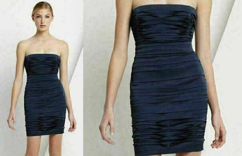 BCBG BCBGMAXAZRIA DRESS STRAPLESS PLEATED DARK BLUE $288 NWT sz 6 - Picture 6 of 9