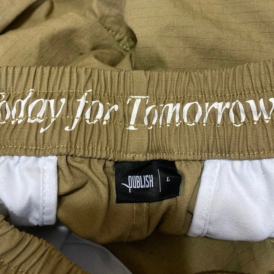 Publish Hombre Marrón Pierna Recta Cintura Alta Cortavientos Pantalones de Pista L Foto 4 de 4