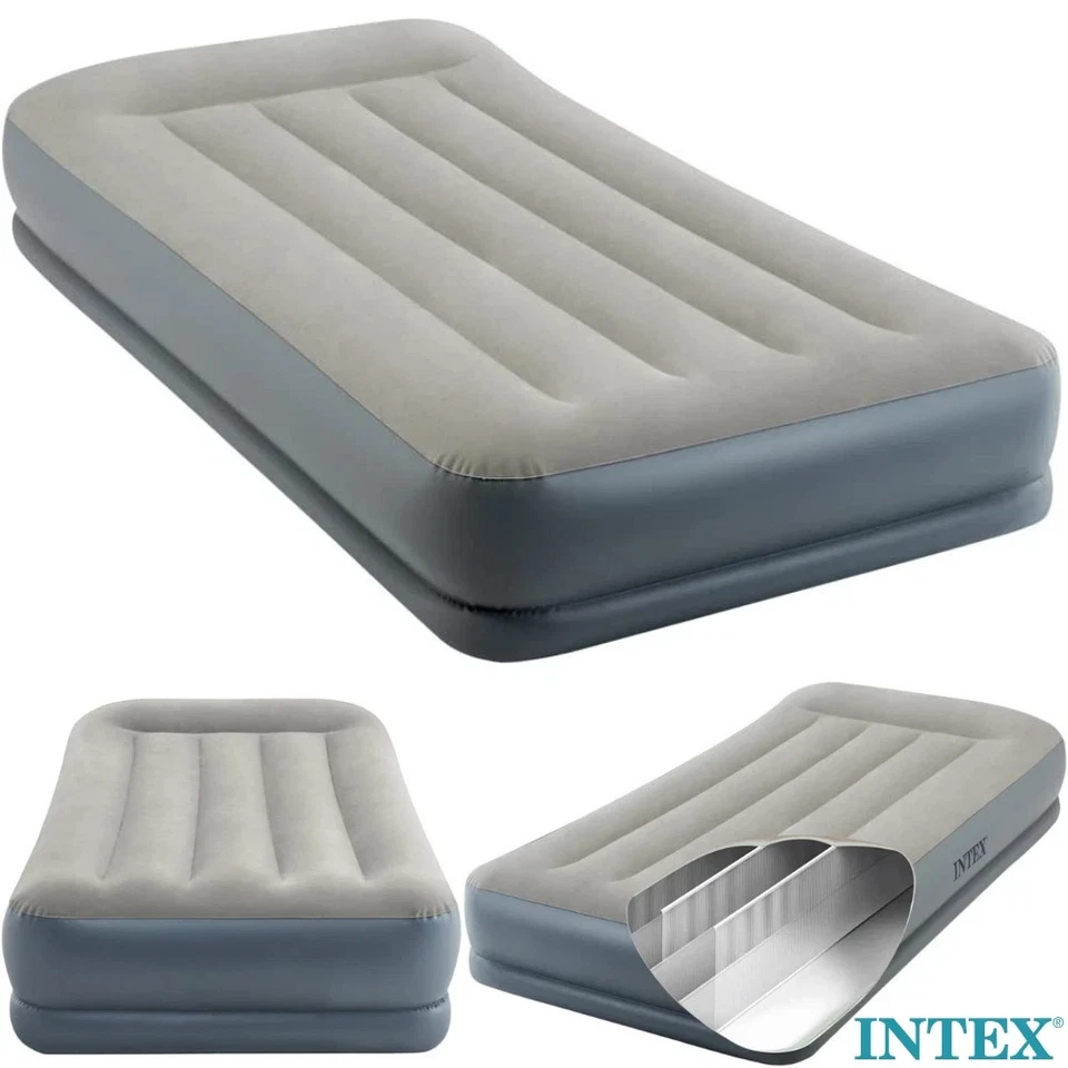 Intex Dura-Beam Pillow Rest Mid-Rise Matelas Gonflable Simple Gris - Photo 1/4