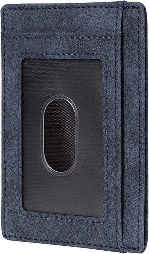 Slim Wallet Front Pocket Minimalist Leather RFID Blocking Medium Navy Blue - 第 3/5 張圖片