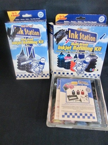 INK STATION MULTI-BRAND INKJET REFILLING KIT X 2 (6 CARTRIDGES)- UNUSED ...