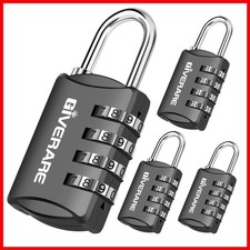 GIVERARE 4 Pack 4-Digit Combination Padlock Black CL1-4