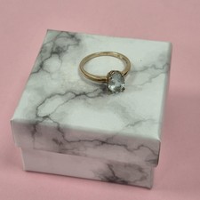 Aquamarin ovaler Solitär 9 kt Gelbgold Verlobungsring Statement UK L 1/2