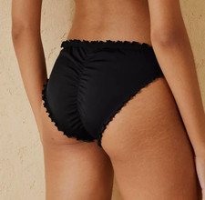 Shade  Shore Women's Ruffle Cheeky Bikini Bottom Black Size Small 4-6