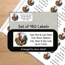 150 Rooster Chicken Barn Return Address Labels Personalized Printed 1 x 2 5/8