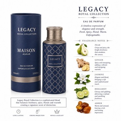 Maison Asrar Legacy Eau de Parfum Spray 3.38 fl oz Ginger Pear New with Box