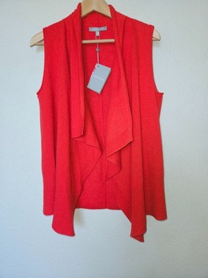 NWT Neiman Marcus Cashmere Collection Draped Sweater Vest Size Medium Cherry Red