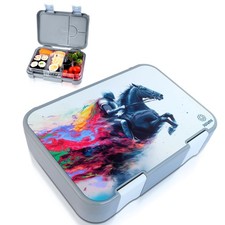 Kids Leak-Proof Bento Lunch Box 6 Compartments BPA-Free Grey Knight