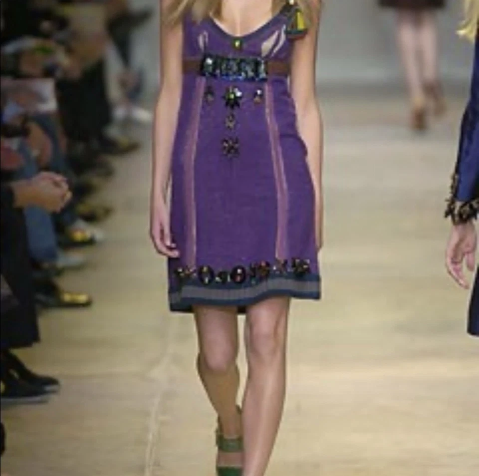 PRADA 2005 Runway Collectible Dress Size 42 Bejeweled Rare - Image 2 of 4